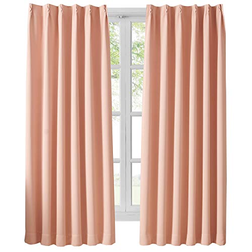 Hansleep カーテン 1級遮光 2枚組 コーラルピンク かーてん 幅100cm丈178cm 小窓 断熱 防寒 防音 省エネ 厚手 無地 おしゃれ
