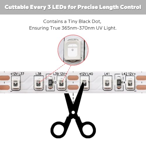 Tira LED UV 365nm 16.4FT 8MM Flexible No Impermeable miniatura 2