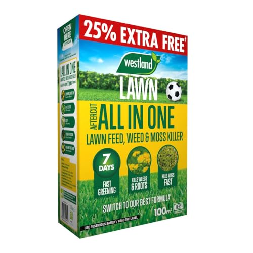 Aftercut All In One Lawn Feed, Weed & Moss Killer - Fast-Acting Lawn Fertilizer for Healthy Growth, Effective Weed and Moss Control - Ideal for Lush, Green Lawns (80m2 Plus 25% Extra Free)