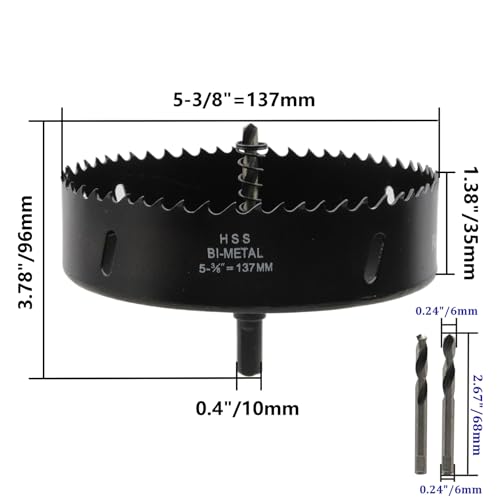 Image of Hole Saw 5-3 /8 inch /137mm Dia Hole Cutter Drill Bit | for Drilling Holes in Wood, Plastic, Thin Metal