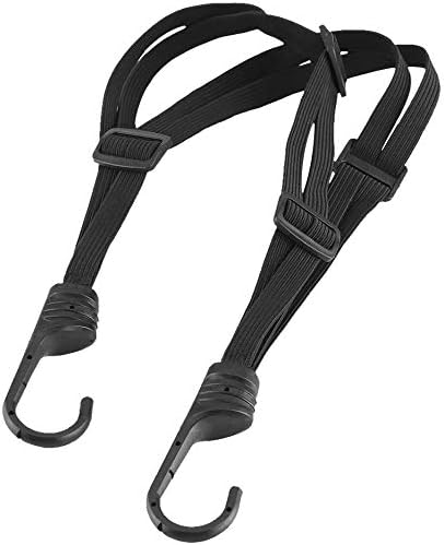 Motorcycles Mesh Helmet Rope, Black Helmet Rope BSDDP Motorcycle Strength Retractable Helmet Luggage Elastic Rope Strap with 2 Hooks(63cm/24.8")