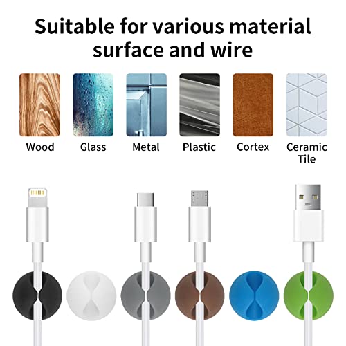 Tifanso Cable Clips Cord Holder - 6Pcs Cable Wire Organizer, Adhesive Cord Holder For Desk, Cord Clips, Cord Cable Clip, Cable Holder Wire Holders For Cords, Nightstand, Home And Office (Colorful) #TOP2