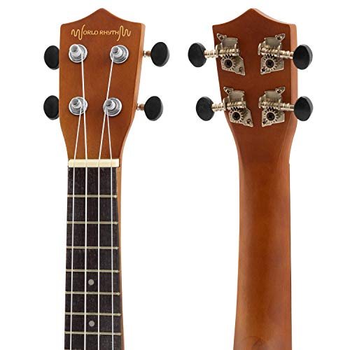 World Rhythm Sopran-Ukulele für Anfänger, natürliches Finish, mit Gigbag, Ersatz-Ukulele-Saiten und Filz-Plektrum, natur, WR-302