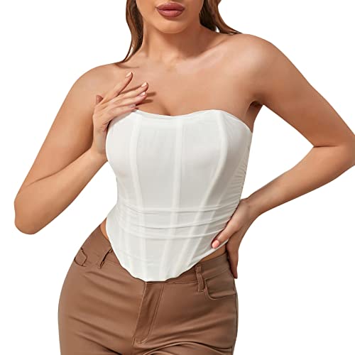 Crop top corset sans manches à lacets sous-poitrine pour femme
