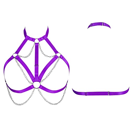 Plus Size Body Harness BH Damenmode Unterwäsche Punk Hollow Cupless BH Punk Gothic Karneval Tanzkostüm