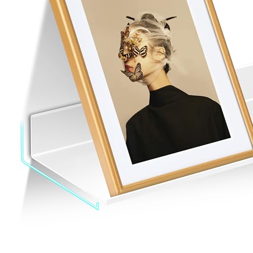 Z metnal Small Floating Shelves, Mini Metal Display Shelf for Collection Action Figures, 150mm Decor Wall Shelf, Aluminum, Wall Mounted, White, 6 inch, 2 Pack - Image 4