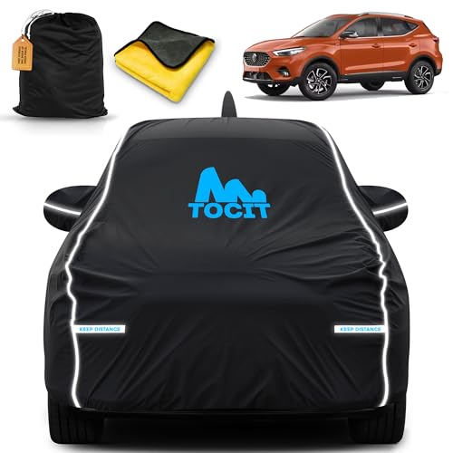 Image of Astor Waterproof Long Life Car Cover with Safety Glow Reflective Strap, Premium Velvet Velour Fabric, Soft & Stretchable, Machine Washable, Tri-Stitch Custom Fit with Mirror & Antenna Pocket
