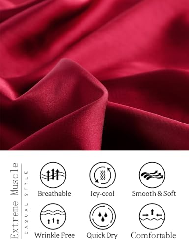 Mens Silk Pajamas Set,Two-Piece Satin Long Sleeve Pajamas Sleepwear with Buttons 6