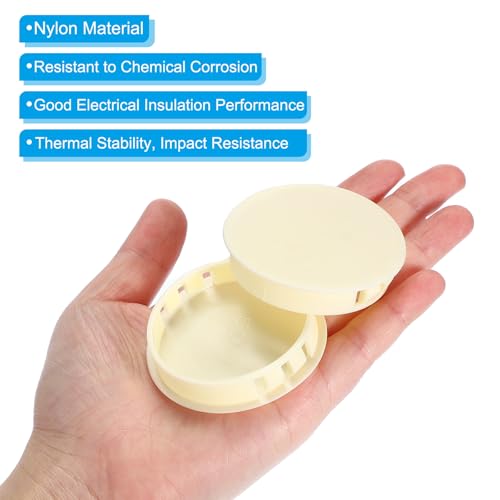 Image of PATIKIL 2 inch /50mm Plastic Hole Plugs, 20Pcs Flush Type Round Hole Plugs Cover Snap in Locking Hole Tube for Table Kitchen Cabinet Furniture, Beige