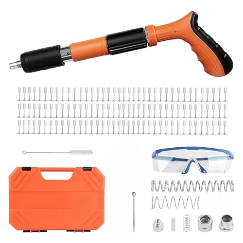 Image of Shopera Manual Mini Steel Nail Gun 5 Gears Power Adjustable Wall Nail Guns for Ceiling Manual Steel Nails Gun Tool with 100 Nails (Nail Gun Set)