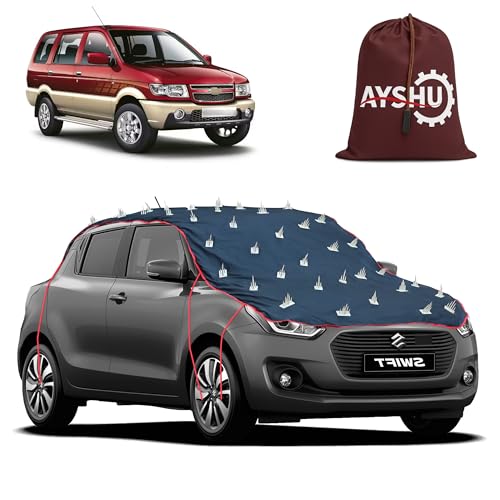 Image of AYSHU Water-Resistant Spike Car Cover for Chevrolet Tavera - Protects from Dogs, Monkeys, Dust, Sunlight & UV - Full Roof Universal Fit