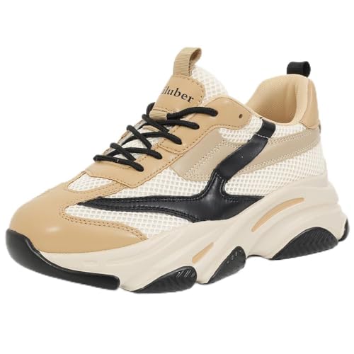 Niluber Women's Chunky Platform Sneakers-Slip On Breathable Running Shoes-Lightweight Glitter Rhinestone White Black Walking Shoes