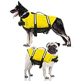 【Selección de Tamaño y Recordatorio de Seguridad】Disponible para 7 tamaños, desde XS hasta XXL. Para el mejor ajuste, mida el cuello y el pecho del perro antes de comprar una chaqueta de salvavidas para perros, y luego referirse a nuestra tabla de tallas para elegir una chaqueta de vida de perros adecuada. Si el resultado de la medición está entre dos tamaños, recomendamos el tamaño más grande. Por la seguridad del perro, por favor, no dejes que el perro use la chaqueta de vida del perro sola