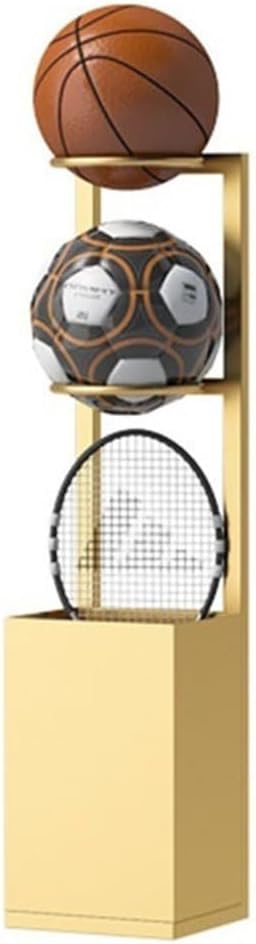 Storage Rack, with Box at the Bottom Iron Metal Sports Gear Storage for Basketball Football Badminton and Volleyball (Color : White, Size : 22x20x90cm)