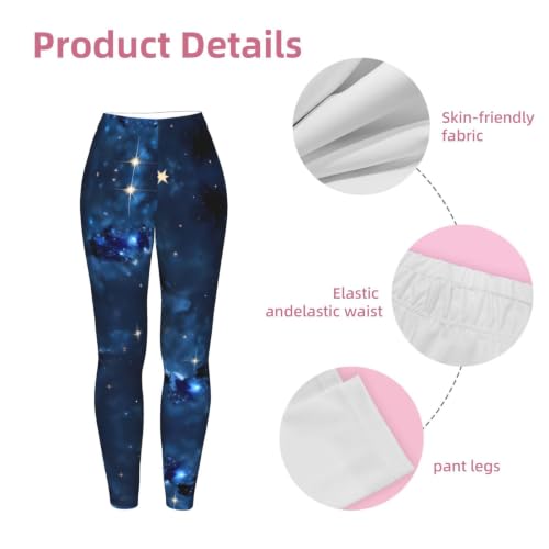 Leggings de compresión suave para mujer con estampado Blue Galaxy de gimnasio 6