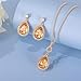 EVEVIC Austrian Crystals Teardrop Pendant Necklace Earrings for Women 14K Gold Plated Hypoallergenic Jewelry Set (Light Topaz)