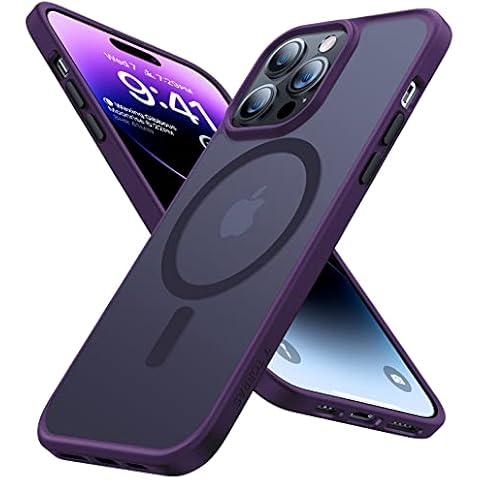 TORRAS für iPhone 14 Pro Hülle für MagSafe (Stabilste Magnetische Handyhülle) Rundumschutz Leicht Durchsichtige Schutzhülle iPhone 14 Pro Case mit Magnet Stoßfest Cover Edle Haptik - Dunkellila Cover