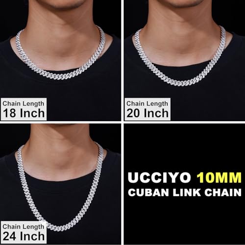 Image of Ucciyo 20MM Cuban Link Chain for Men Iced Out Miami Cuban Necklace 18k Gold Plated 5A+ Zicron 10MM /12MM /14MM /20MM Iced Out Chain Gold /Silver Bling Luxury Hip Hop Jewelry For Women Men