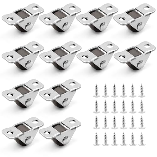 12 Stück Mini Möbelrollen, 1,2 cm Gummi Laufrollen mit Stahloberplatte,...