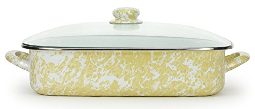 Enamelware -Butter Yellow Pattern -16 x 12.5 x 4 inch Lasagna Pan Set