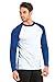 TOP PRO Men's Full Length Sleeve Raglan Cotton Baseball Tee Shirt (S, Royal Blue/White)