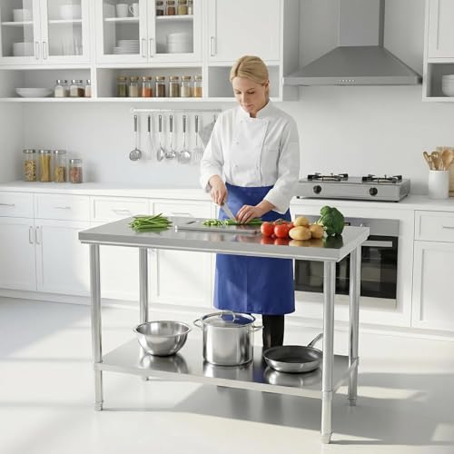 Image of Stainless Steel Table Prep & Work 20 x 32 Inches, NSF Commercial Heavy Duty Table with Undershelf and Galvanized Legs for Restaurant, Home and Hotel