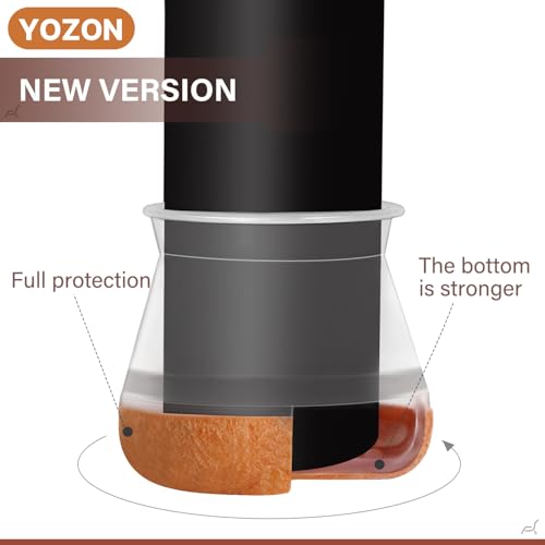 YOZON 2023 New Chair Leg Floor Protectors for Hardwood Floors Felt Furniture Pads Silicone Caps 32 Pack Non Slip Reduce Noise Clear Round Medium Fit 3/4"~1-3/16" (19-30mm)