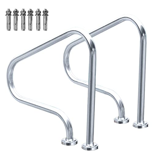 Barandal para piscina de acero inoxidable pulido 2 piezas miniatura 1