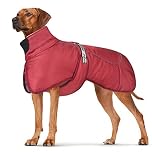 DoggieKit Dog Coats WaterProof Windproof Warm Winter Safe Threaded Reflective Strips Jacket for Medium Large Dogs with Harness Hole Puppy Pet Cold Weather Outfit Clothes Vest (Red, 4XL)