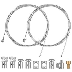 2 stuks 2 m Bowdenkabel fietsversnelling, universele reparatieset voor motor/fiets kabels, gaskabel/versnellingskabel/... remkabel, Bowdenkabels voor bromfiets en moped, met 9 kabelnippels