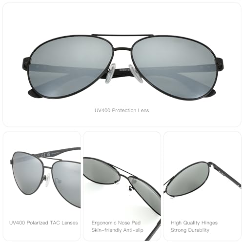 Image of ZENOTTIC Polarized Aviator Sunglasses for Men Carbon Fiber Temple Pilot Sun Glasses with Mirrored Lens UV Protection
