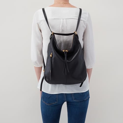 Image of HOBO Merrin Leather Bucket Backpack Convertible to Shoulder Bag for Women