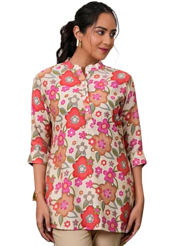 Image of Libas Womens Printed Silk Blend A Line Kurti for Women Suit