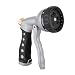 Premium Garden Hose Nozzle - All Metal Spray Gun Design. 8 High Pressure Spray Patterns. Pistol Grip Front Trigger w/ Hands Free Clip. Solid Brass Flow Control Knob. Guaranteed Leak Proof. (Gray)