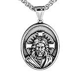 Collar para hombre para mujer, diseño vintage de cruz de Jesús, con colgante de medalla rativa, collar para hombre, joyería de Navidad