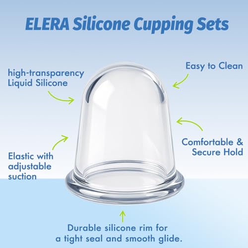 ELERA Silicone Cupping Therapy Set – Transparent Massage Cups in 2 Sizes (2×L & 2×M) for Body Relaxation, Cellulite & Home Wellness (Classic Straight 4-Pack) - Image 6