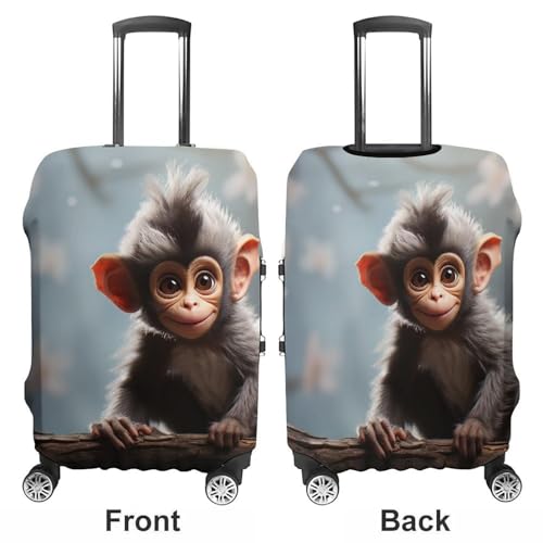 Cute Monkey Luggage Covers Tsa Approved Suitcase Cover Elastic Washable Luggage Sleeve Carry on Cover Protector Anti-Scratch Suitcase Protector Fits 19-30 Inch Case(M)3