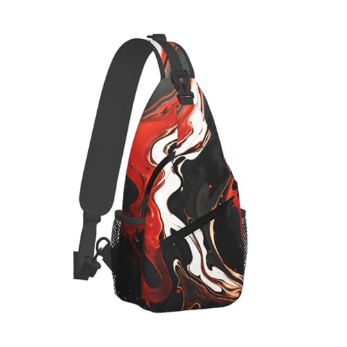 Bolso Pequeño Sling para Mujeres y Hombres Negro y Rojo