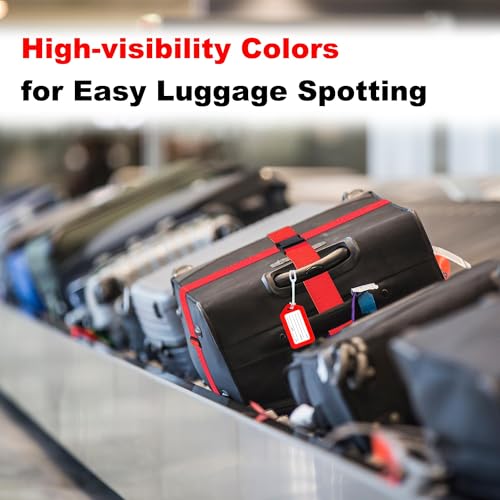 Image of 4 Pack Luggage Straps & Luggage Tags, Luggage Straps for Suitcases [Tsa Approved] [Adjustable Suitcase Belt] Suitcase Straps with Tags Red