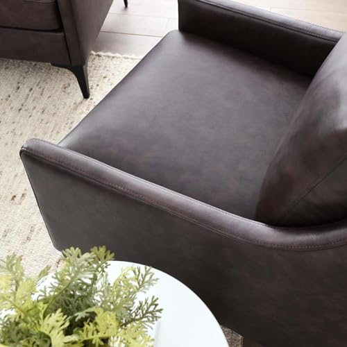 Sillón Moderno Piel Marrón miniatura 4
