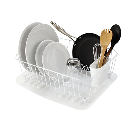 Escurreplatos Rubbermaid grande blanco de plástico resistente para almacenamiento de cocina 4