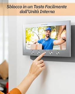 TMEZON Videocitofono 2 Fili Bifamiliare Citofoni con Due Monitor TFT a Colori 7 pollici e Campanello esterno con telecamera Visione Notturna,Audio Bidirezionale,T30 per 2 Famiglia/Appartamenti