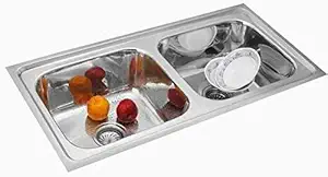 ACROME (45x20x9) Inch, stainless steel oval double bowl' Kitchen Sink Vessel Sink (SILVER)