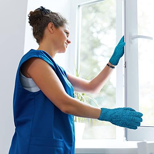 Bencailor 4 Pairs Microfiber Dusting Gloves Washable Reusable Cleaning Gloves Mittens for Plants House Cleaning Car Blinds - Thumbnail 3