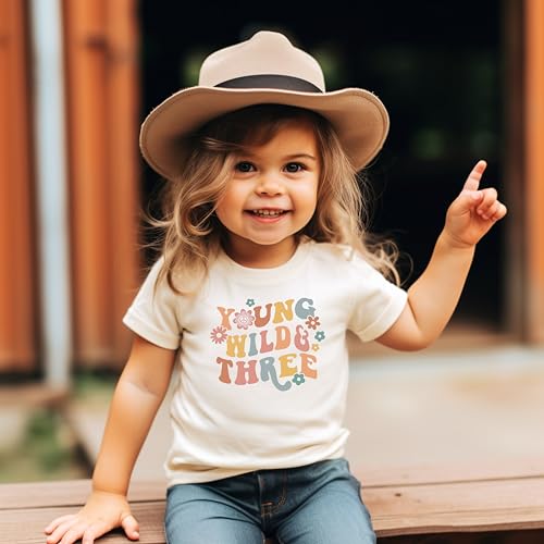 Young Wild Three Daisy Groovy Adorable 3rd Birthday Shirt for Infant Baby Toddler Girl Third Birthday Outfit4