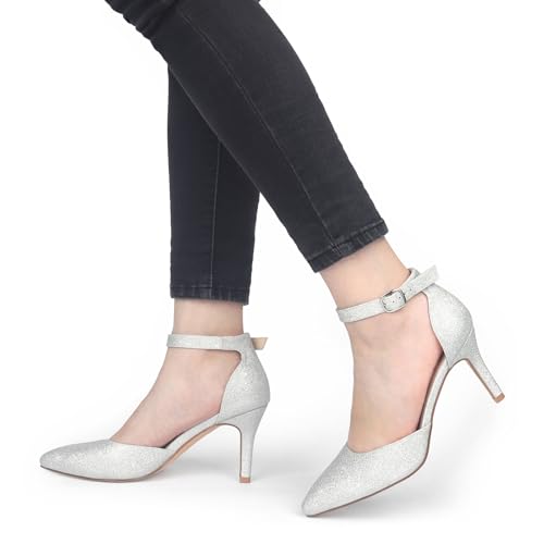 Image of JOY IN LOVE Closed Toe Heels Pumps for Women 3IN Stiletto Pointed Toe Ankle Strap Heels