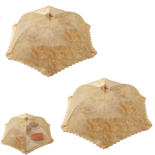 Vastsea 2 Pezzi Ombrellini Copri Cibo, Copertura Antipolvere per Alimenti, per Proteggere Cibo alle Feste, Picnic, Barbecue, All'Aperto (Arancione)