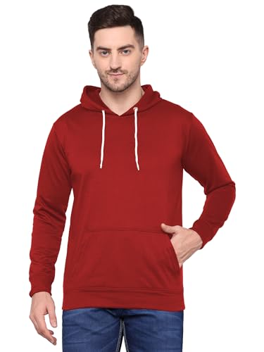 Image of TQH Men's Cotton Blend Fleece Solid Hooded Neck Sweatshirt