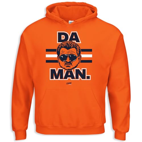 Smack Apparel Da Man T-Shirt for Chicago Football Fans (SM-5XL) (Orange Hoodie, X-Large)
