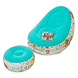 KAISUN Puf Reclinable Inflable con Reposapiés, Sofá de Relax, Flocado Lazy Sofa, Ultrasuave, para EI Hogar, Salón, Dormitorio (Azul)